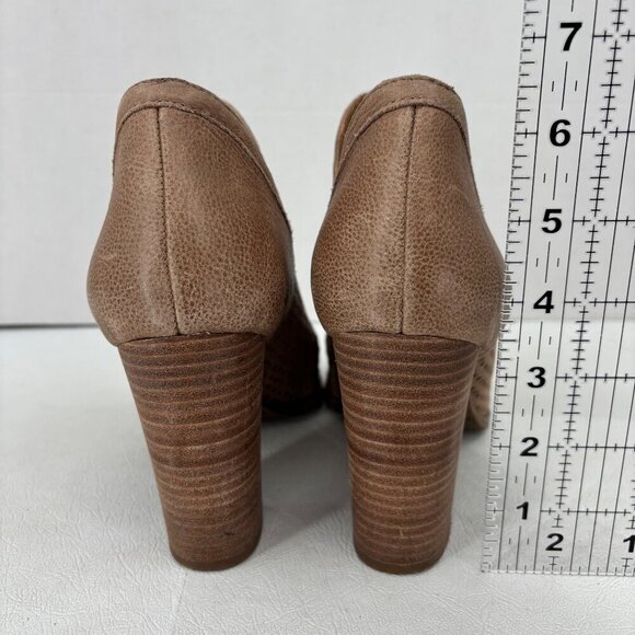 Lucky Brand Perforated Leather Bootie Size 8 Tan Suede Block Heel Peep Toe Boot - Picture 12 of 12